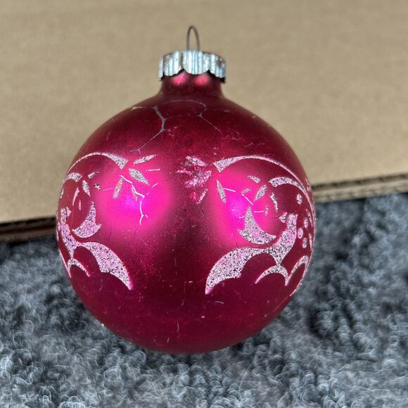 Vintage Shiny Brite Glass Ornament Stenciled Birds 2.5” Christmas - Picture 2 of 6